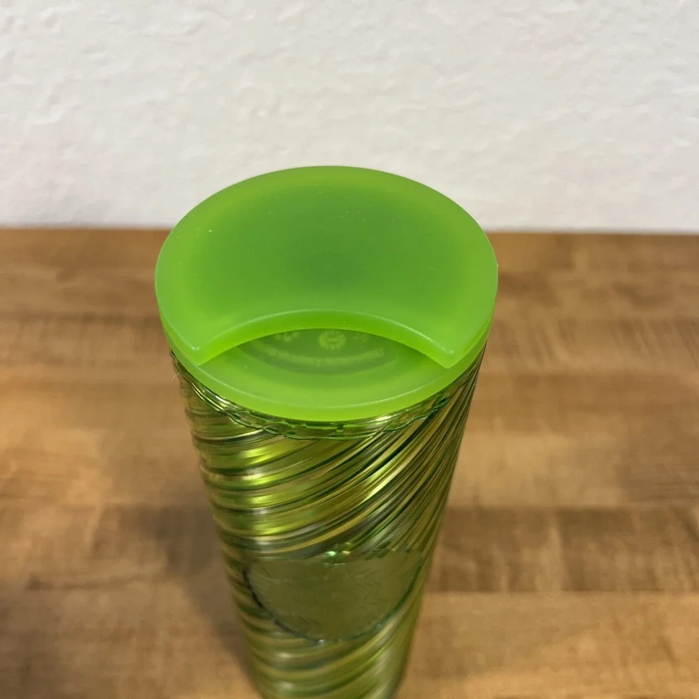 Starbucks White Pearl Stainless Steel‎ Vacuum & Holiday Green Swirl Tumbler 16oz